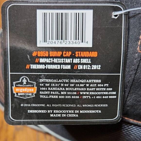 Ergodyne Skullerz Black Gray Baseball Hat Work Gear Bump Cap Safety - Picture 9 of 10